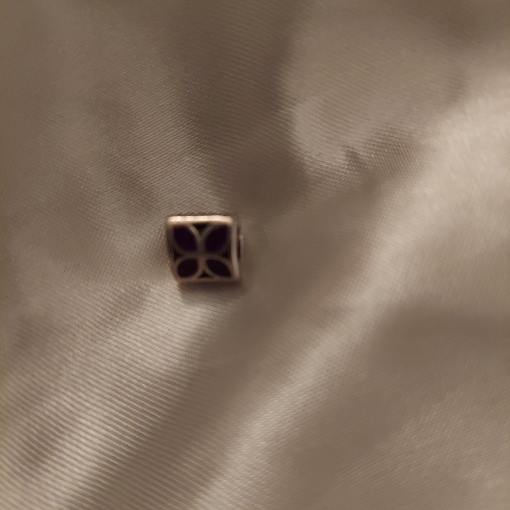 Pandora purple four-petal flower charm retired